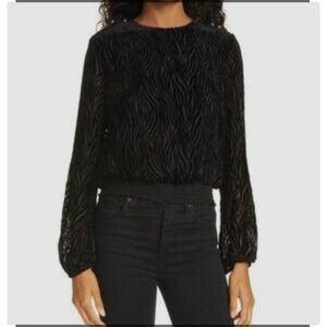 CAMI NYC | Black Burnout Velvet Mob Wife  Zebra Print Top Size Medium